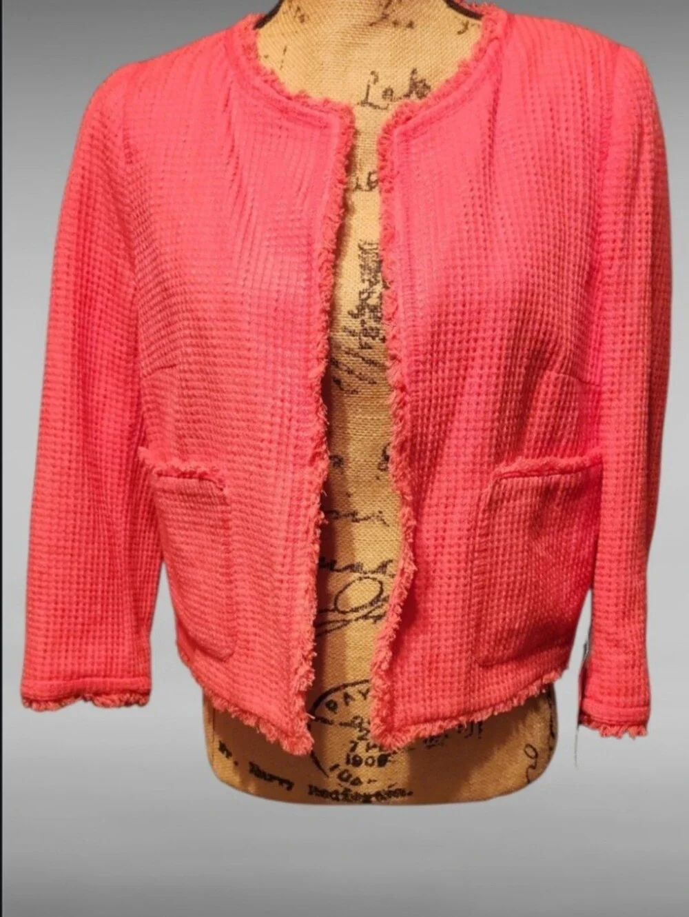 Zara Basic Tweed Frayed Edge Cropped Jacket/Blazer
